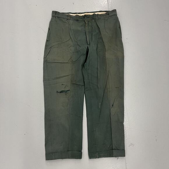 Vintage 60s Red Camel Green Sanforized Workwear Chinos 36x27